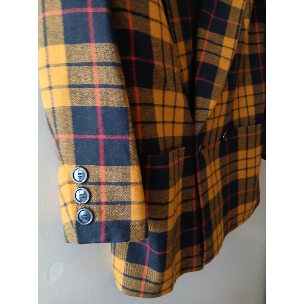 Collectible Gold by Giorgio Sant Angelo Plaid Double Breasted Wool Blazer size 6 - Picture 3 of 7
